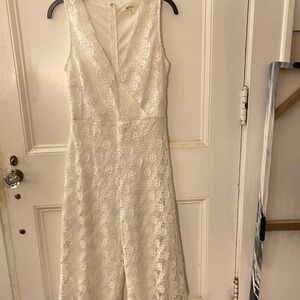 Francesca’s mi ami White Lace Cropped Jumpsuit Elegant for Events - Size Medium